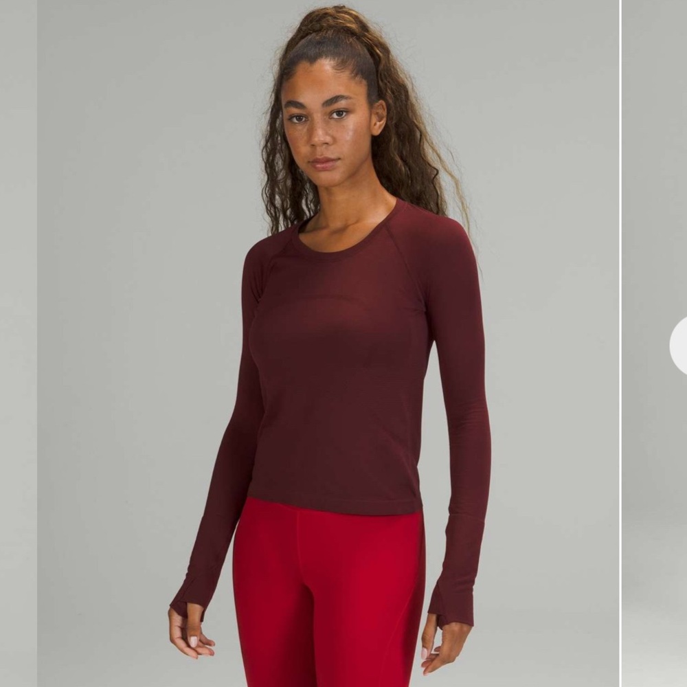 Lululemon Swiftly Tech Long Sleeve Shirt 2.0 *Race Length in Red Merlot Size 8